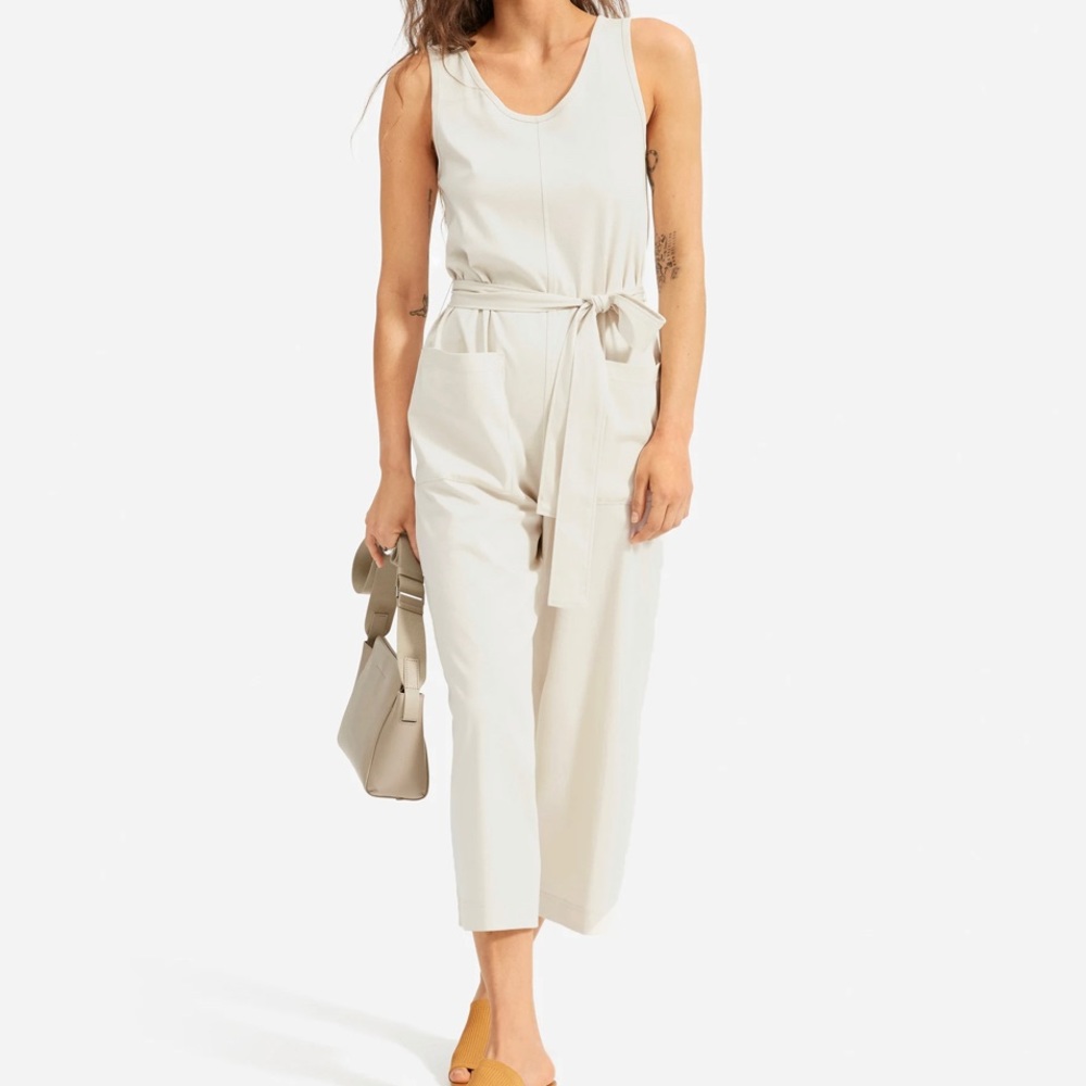 Everlane luxe cotton jumpsuit in Sandstone